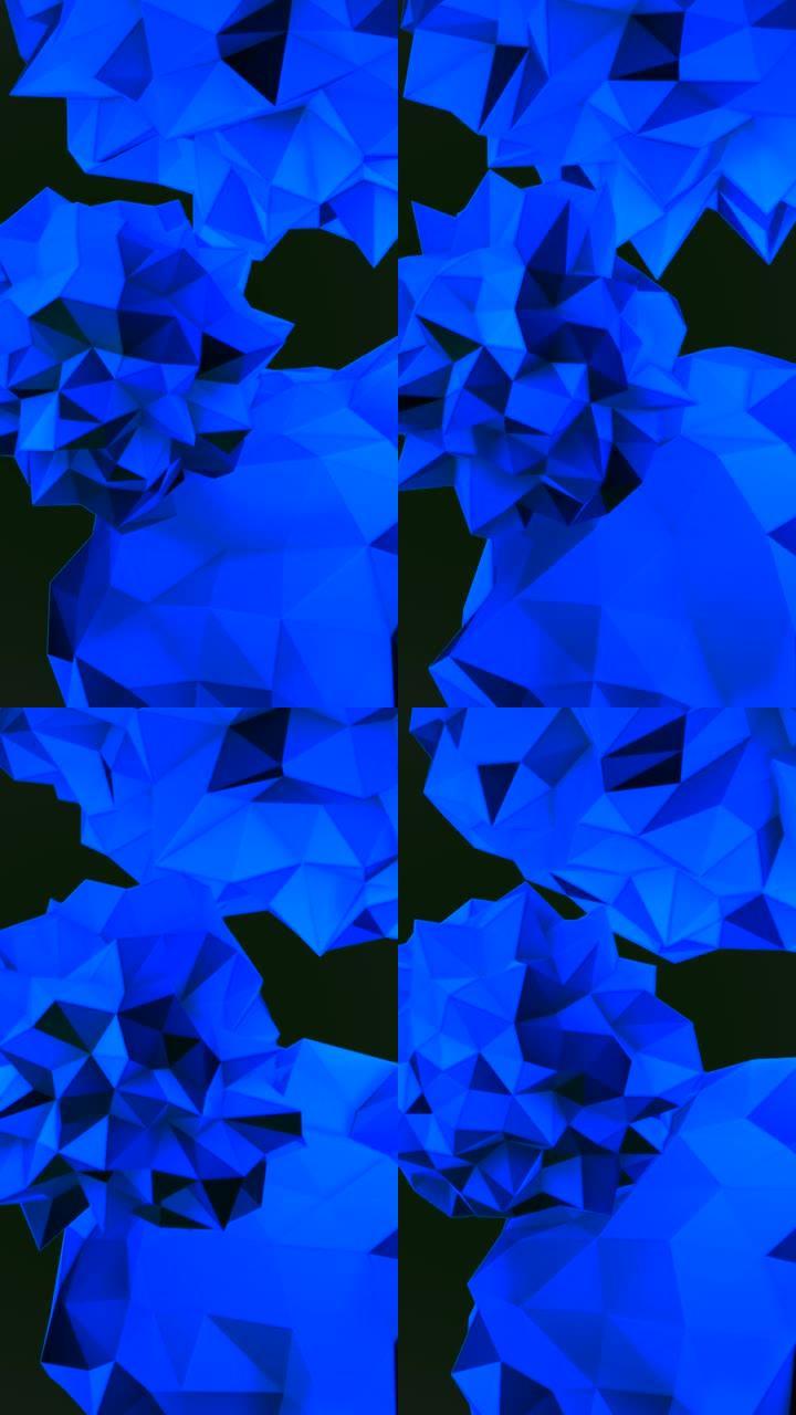 宇宙中的动画抽象蓝色液体球，黑色背景