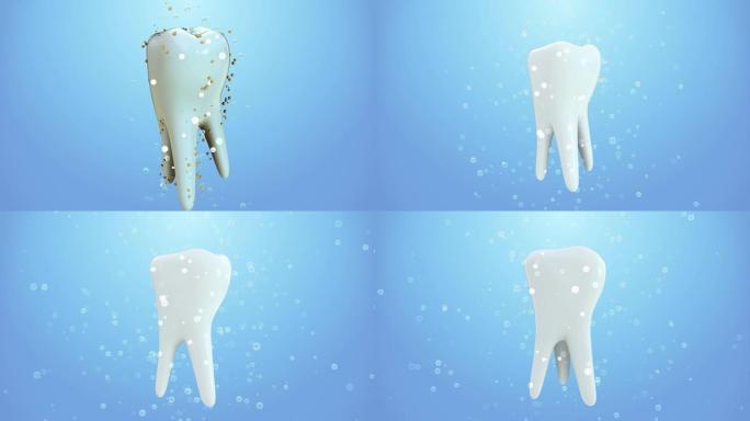 牙科保健概念蛀牙细菌三维动画