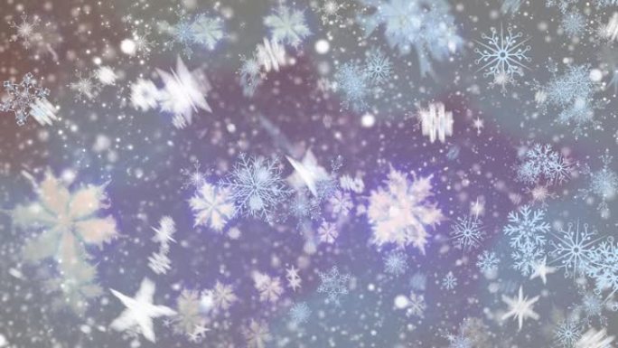 雪花落在蓝色背景上的动画