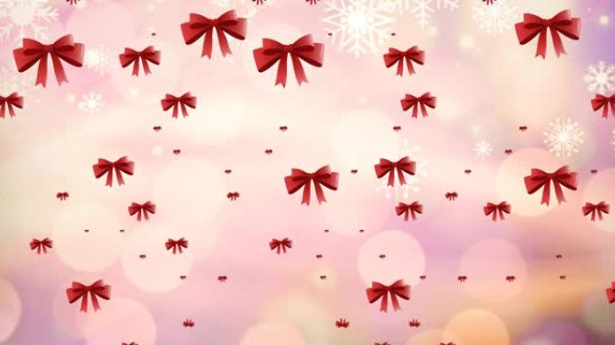 圣诞节时红丝带在光点上掉落的动画