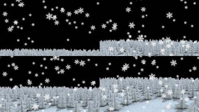 冬天风景下的雪的动画