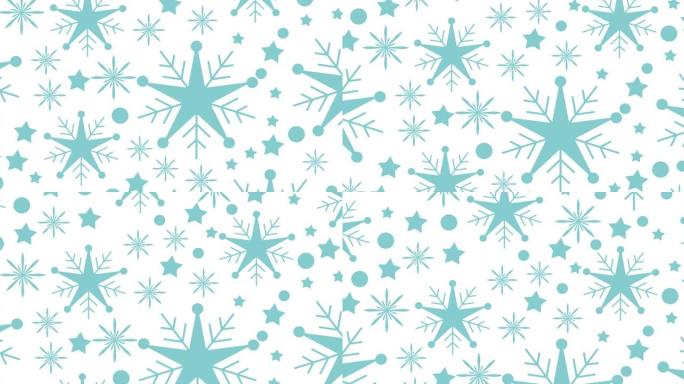 雪花和星星落在白色背景上的动画