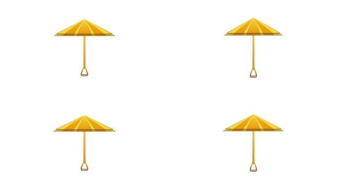 雨伞图标循环显示孤立在白色屏幕上的动画。海滩、假期和暑假的概念。