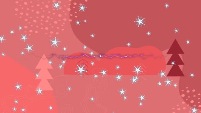 星星图标和紫色光径与圣诞树图标和抽象形状爆炸