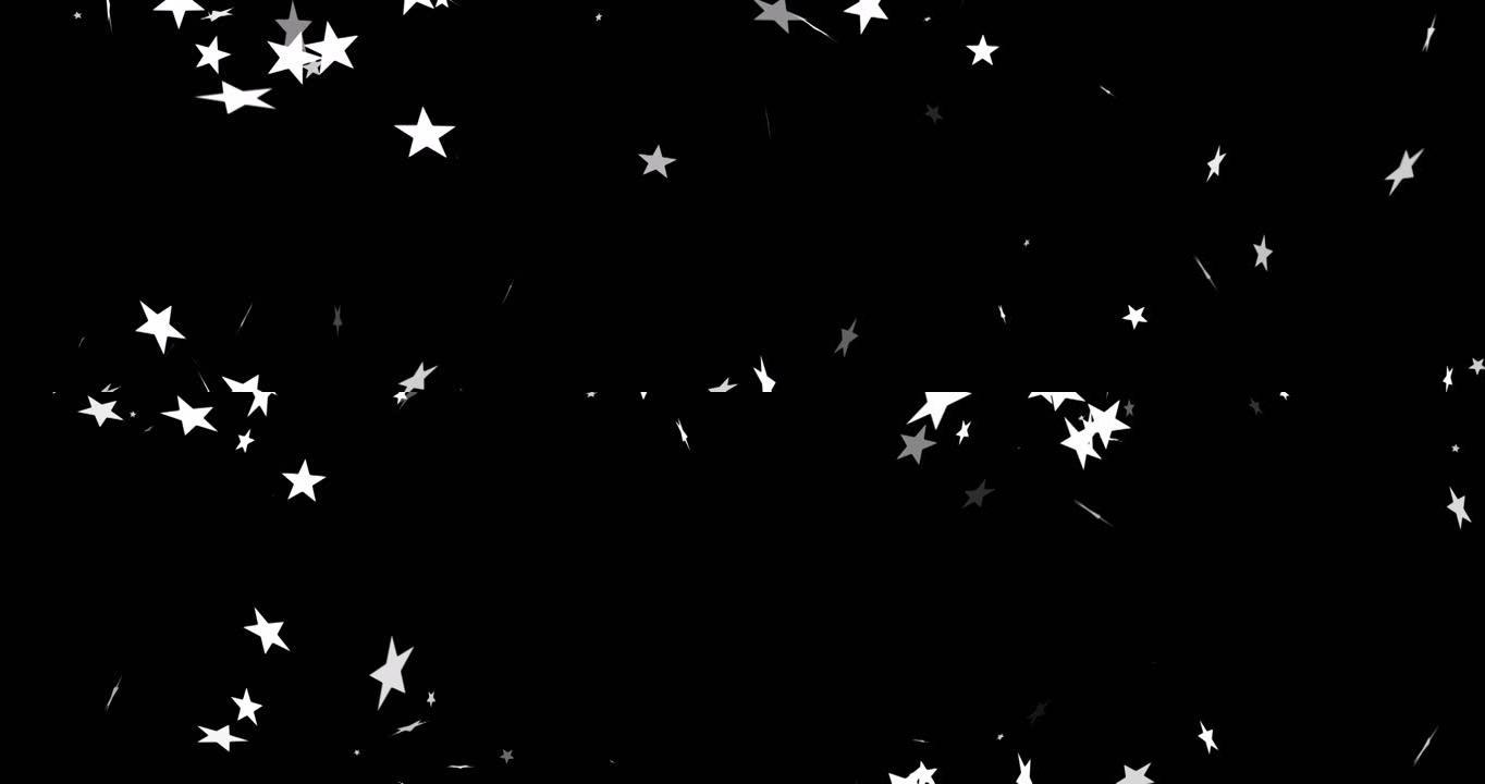 圣诞节星星落在黑色背景上的动画