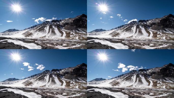 雪山上空云层的时间推移视频
