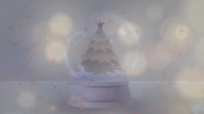 灰色背景上的灯光斑点落在雪球上的动画
