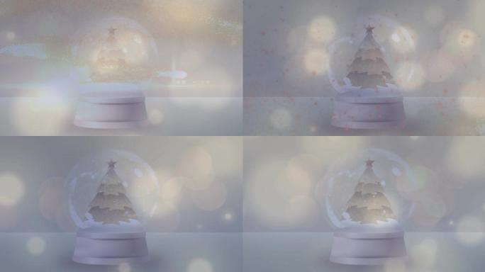 灰色背景上的灯光斑点落在雪球上的动画
