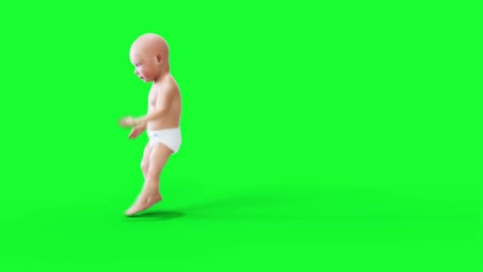 有趣的跳舞宝贝。绿屏4k动画。