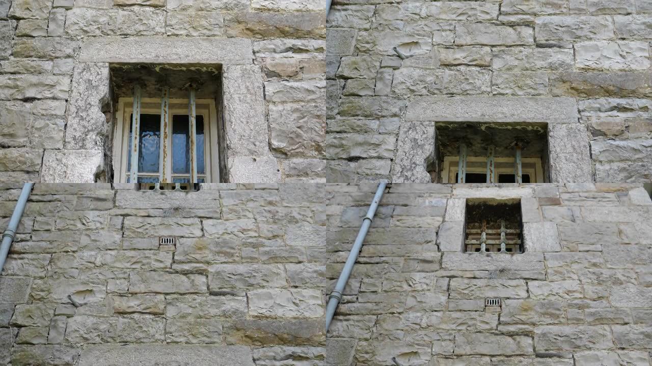 旧英国监狱的石墙禁止窗户