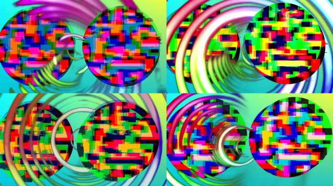 在无缝循环上催眠运动中充满活力的彩圈动画