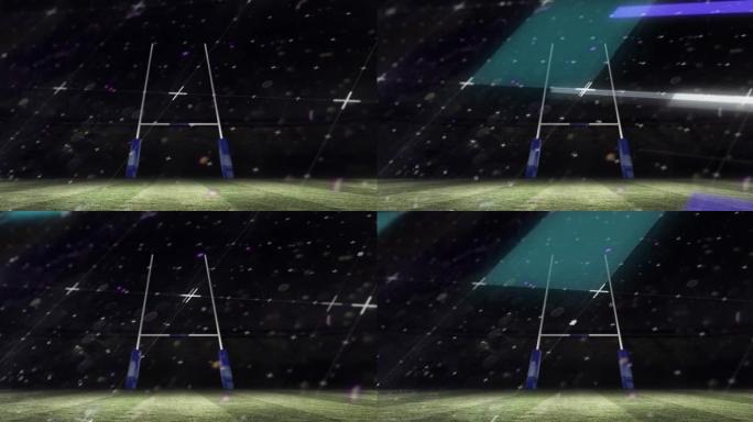 扫描仪在球场上处理橄榄球球门数据的动画