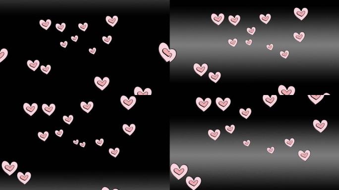 黑色背景上的粉红色心形动画