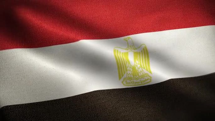 埃及国旗动画股票视频-埃及国旗在循环和纹理3d渲染背景-高度详细的织物图案和可循环-阿拉伯共和国埃及