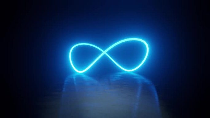 发光双曲抛物面元宇宙概念曲线圆在黑暗背景动画循环上形成无限符号