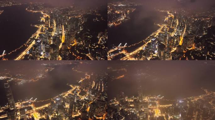 4K正版-航拍香港IFC金黄夜景06