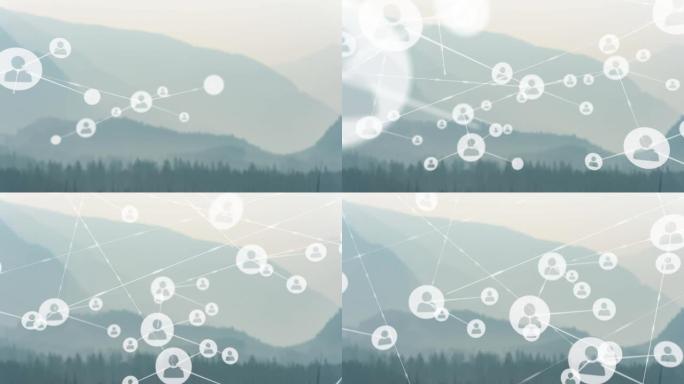 景观上与人的连接网络动画图标