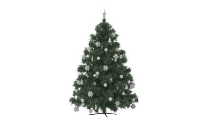 带有装饰的圣诞树，白色薄片和开始旋转360度，与Luma通道包括4K