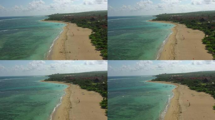 巴厘岛著名的努沙杜瓦海滩航空全景4k印度尼西亚