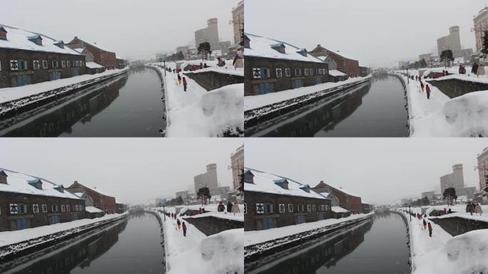 日本花灯在小樽雪光径节，位于日本北海道小樽。