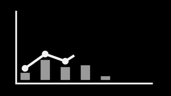 数据报告条形图和折线图图动画。成长或成功利润图概念