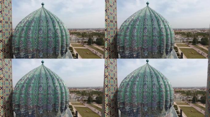 撒马尔罕无人机镜头4k历史Registan广场