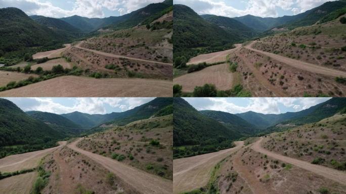 山景中的快速入门之路。穿过山间桥的高速公路。