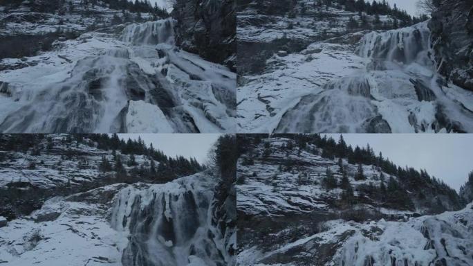 2021年1月 _ 掘金瀑布阿拉斯加朱诺冬季雪天视频