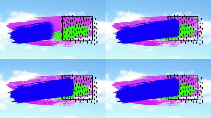 彩色抽象横幅，复制空间对抗蓝天中的云彩