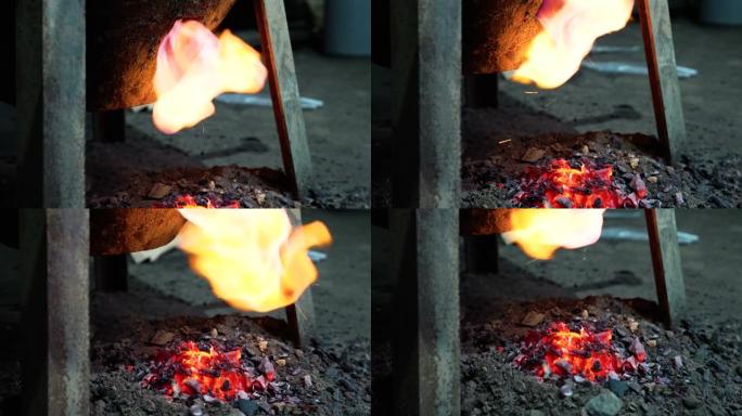 铁匠铺库存视频中的炉火
