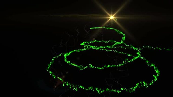 流星形成绿色圣诞树的动画