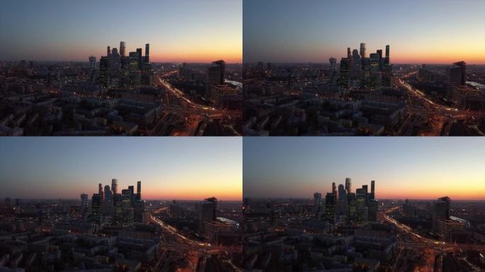莫斯科城市交通街空中城市景观全景4k俄罗斯