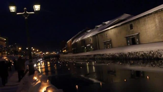 日本花灯在小樽雪光径节，位于日本北海道小樽。
