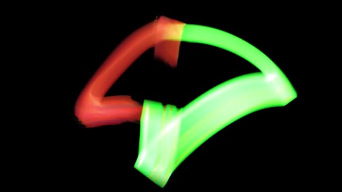 红色和绿色霓虹灯快速移动线的动画