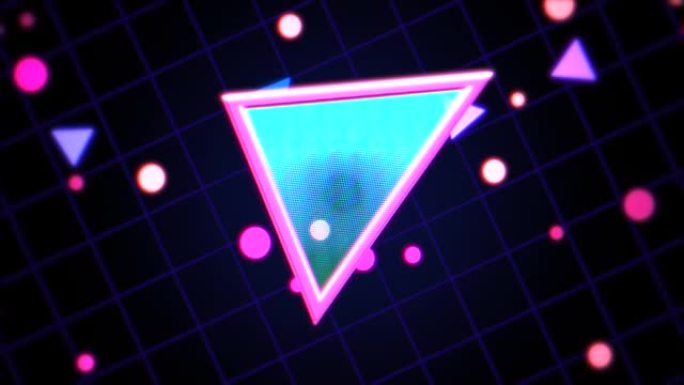 80年代风格的彩色三角形和圆点图案