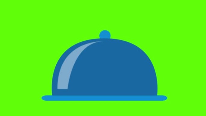 绿色屏幕背景上的餐厅服务盘子图标的动画