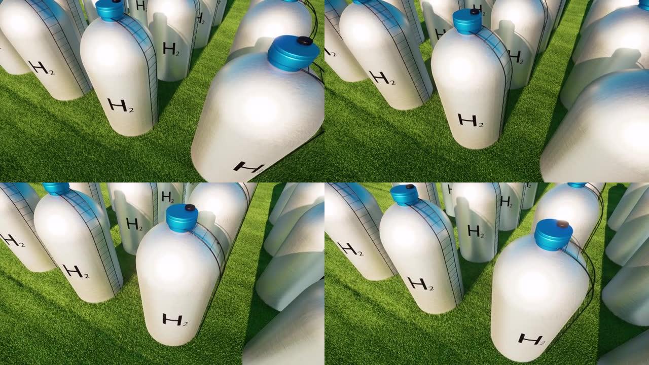储氢金属罐可持续能源H2加油站行业概念4k