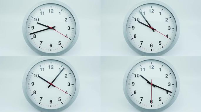 时间流逝，白色挂钟告诉10点的时间。