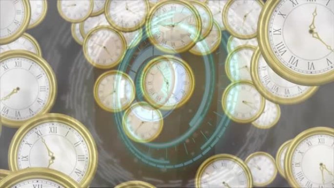 扫描美元钞票和时钟的范围动画