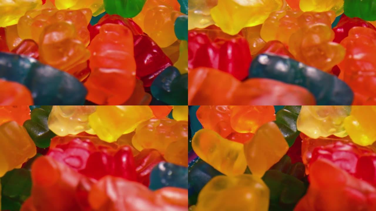 一堆软糖熊糖果颜色多种柔软一堆