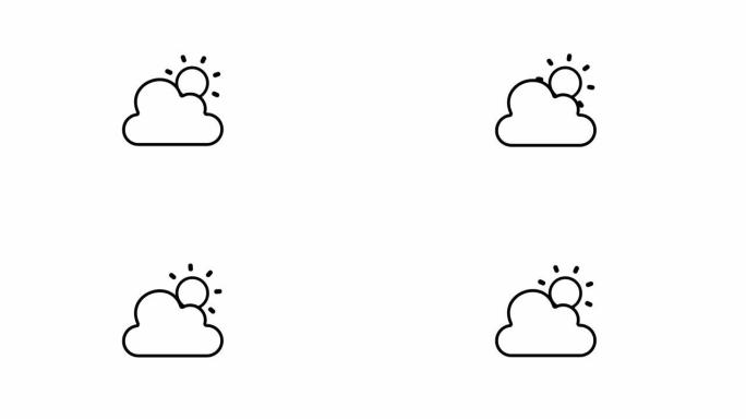 云和太阳图标矢量动画。