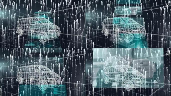 van和grid的3d绘图模型上的屏幕和光线跟踪上的数据处理动画
