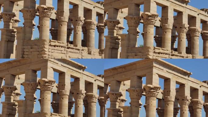 菲莱神庙建筑群。伊希斯神庙。菲莱，阿吉基亚岛，阿斯旺，埃及