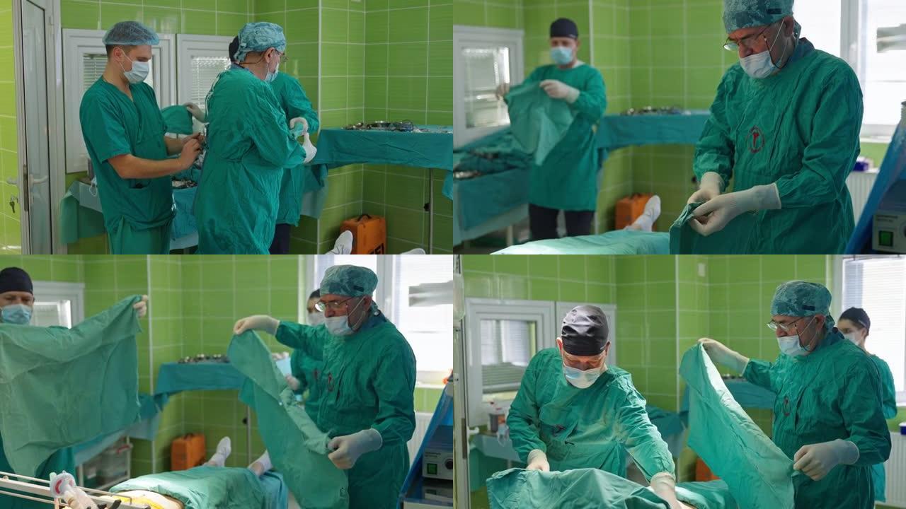 医疗诊所手术前准备外科医生的助手