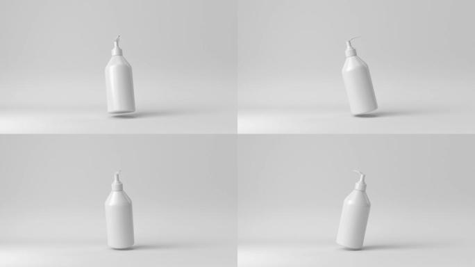 创造性的最小想法。白色背景的概念白色美容产品模型。3d渲染，3d插图。