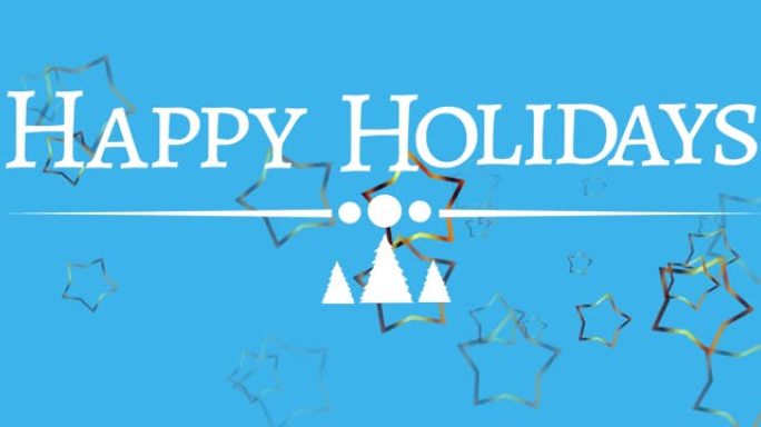 圣诞节快乐节日的动画和蓝色背景上的星星