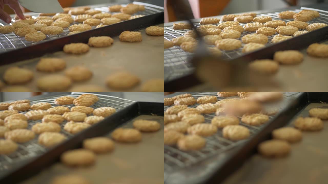 烘焙自制椰子黄油饼干，小企业概念。