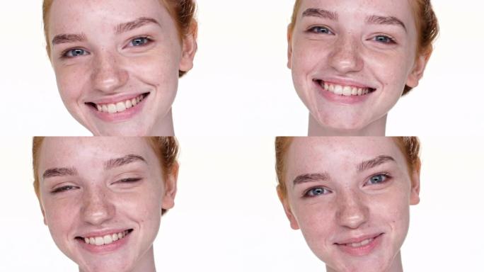 漂亮的红发女士微笑着