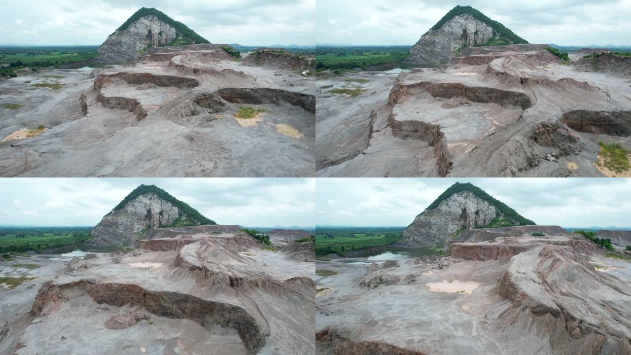 空中无人驾驶飞机视图大峡谷在泰国叻差府，这个地方是一个废弃的矿山山岩。泰国大峡谷。