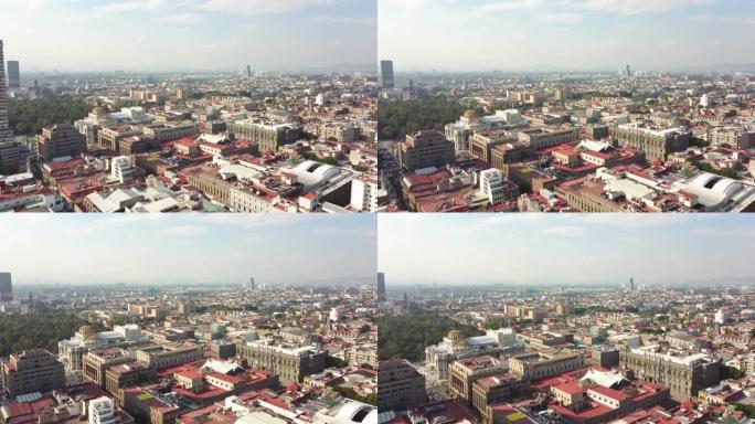 墨西哥城: 墨西哥首都城市的鸟瞰图，大理石表演厅和艺术博物馆Palacio de Bellas Ar